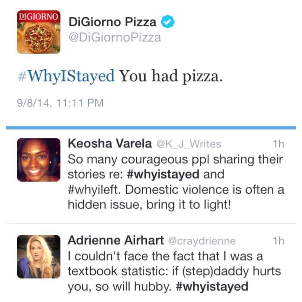 #WhyIStayed pizza fail