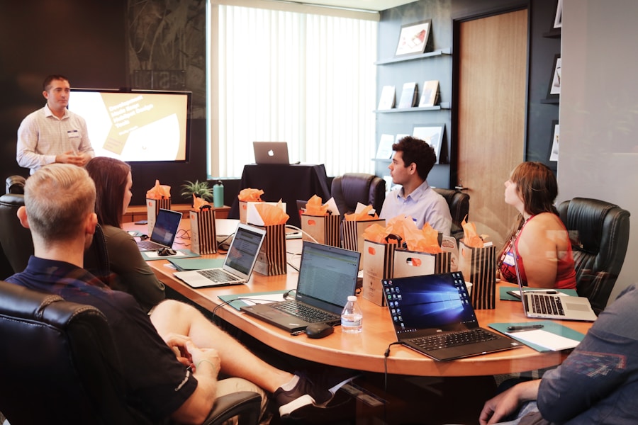 Executive reviewing notes and preparing follow-up after a media interview