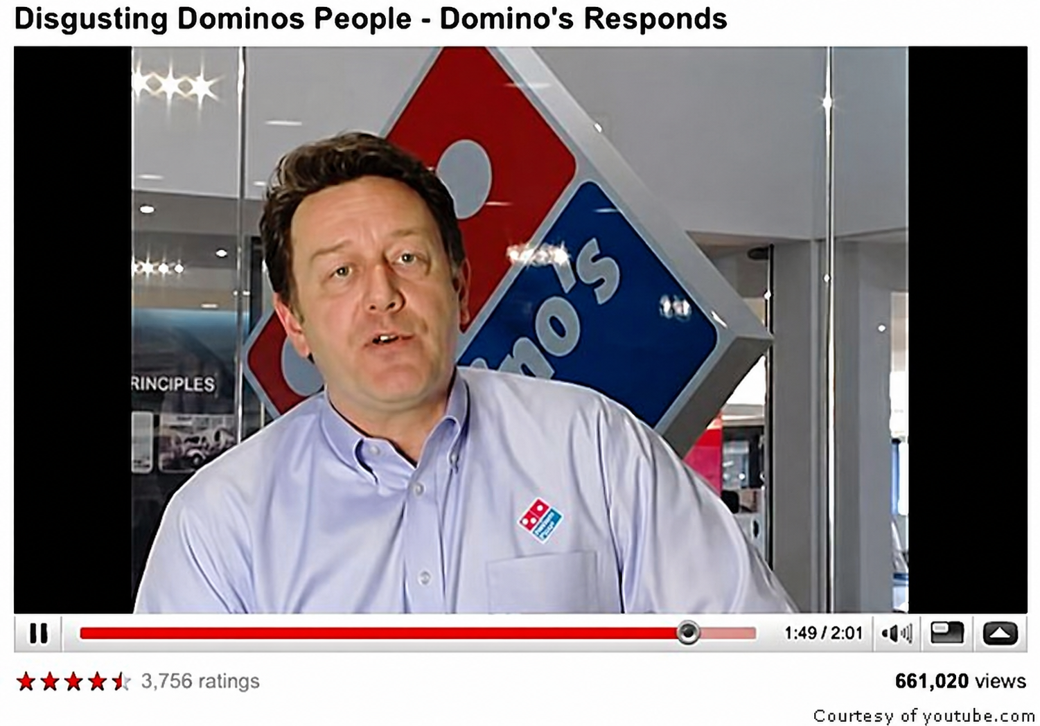 Domino's CEO Patrick Doyle YouTube crisis response video