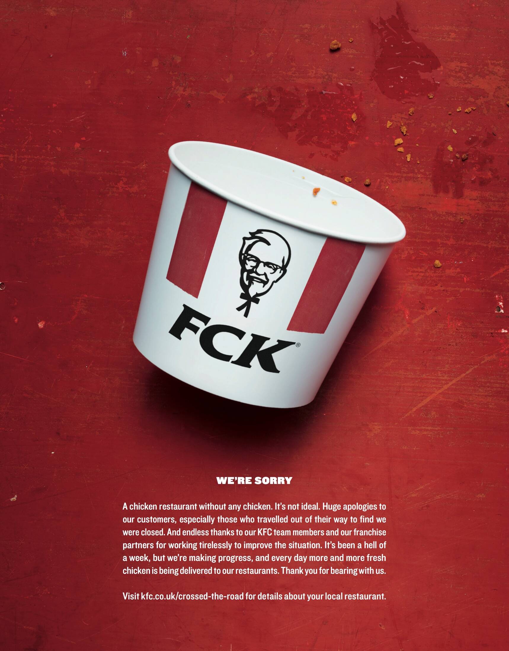 KFC FCK apology advertisement