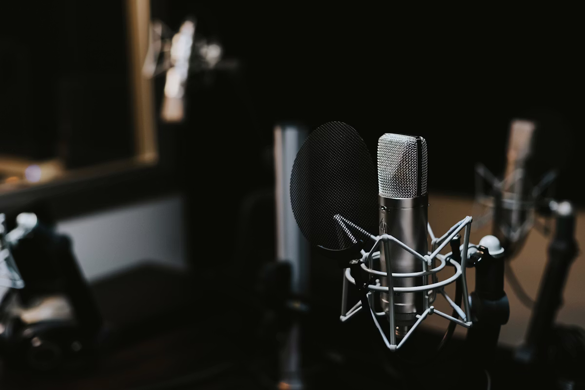 Professional studio recording microphone, representing B2B influencer marketing and podcast content