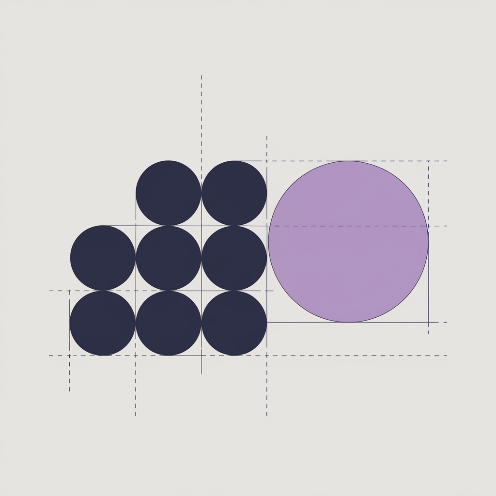 Illustration: a cluster of dark shapes with one differentiated element separated in clear space, representing competitive differentiation