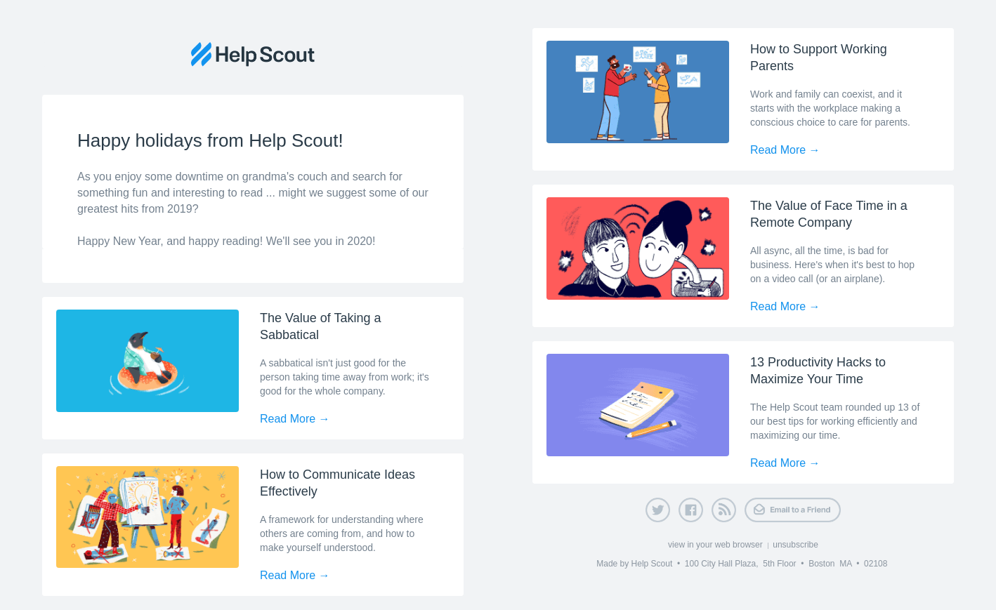 Help Scout curated reading digest email