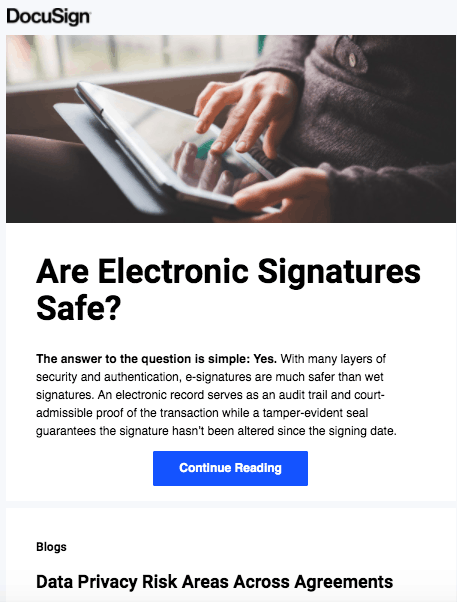 DocuSign electronic signature security email