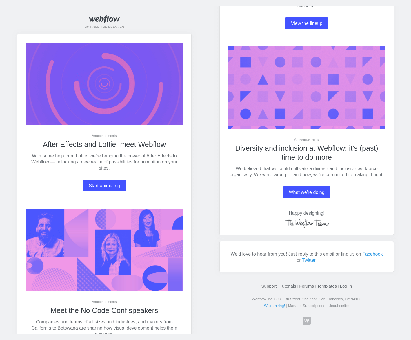 Webflow No Code Conf event email