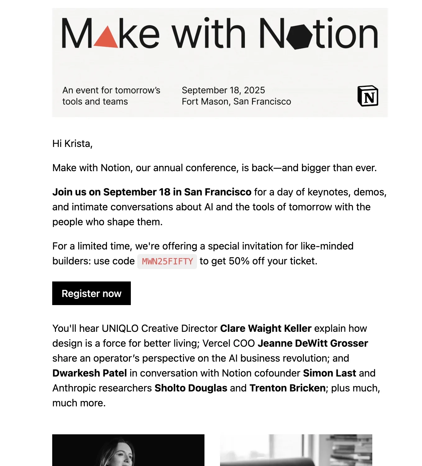 Notion Make with Notion event invitation