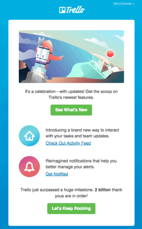 Trello milestone celebration email