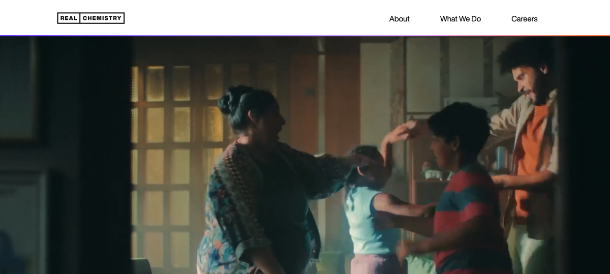 The Real Chemistry homepage, on tech-enabled healthcare commercialization